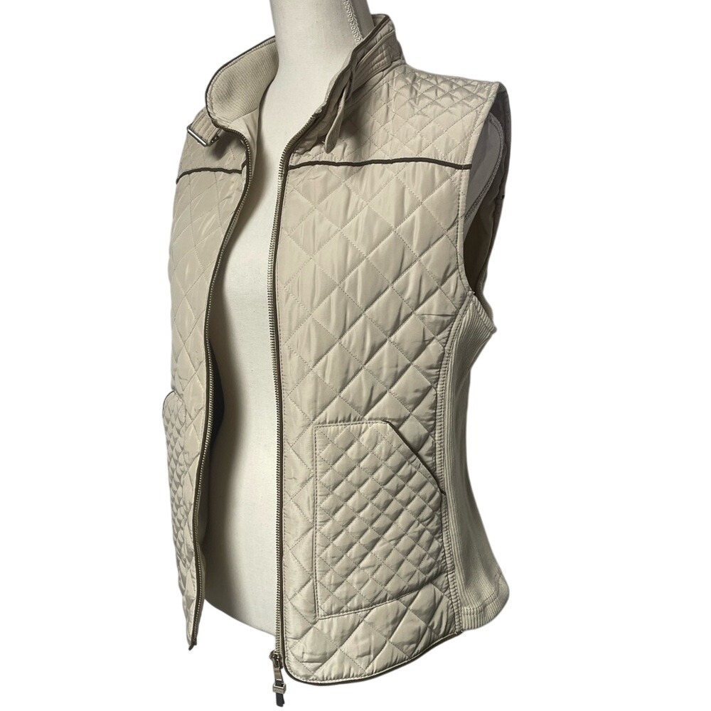 Miami Quilted Ivory/Tan Vest Jacket Women's Medium